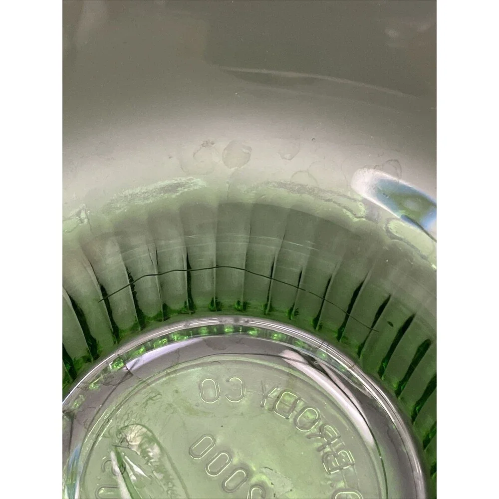 Green Glass Dish Bowl Vintage 50's E.O. Brody CO. M2000 Cleveland Ohio Scalloped